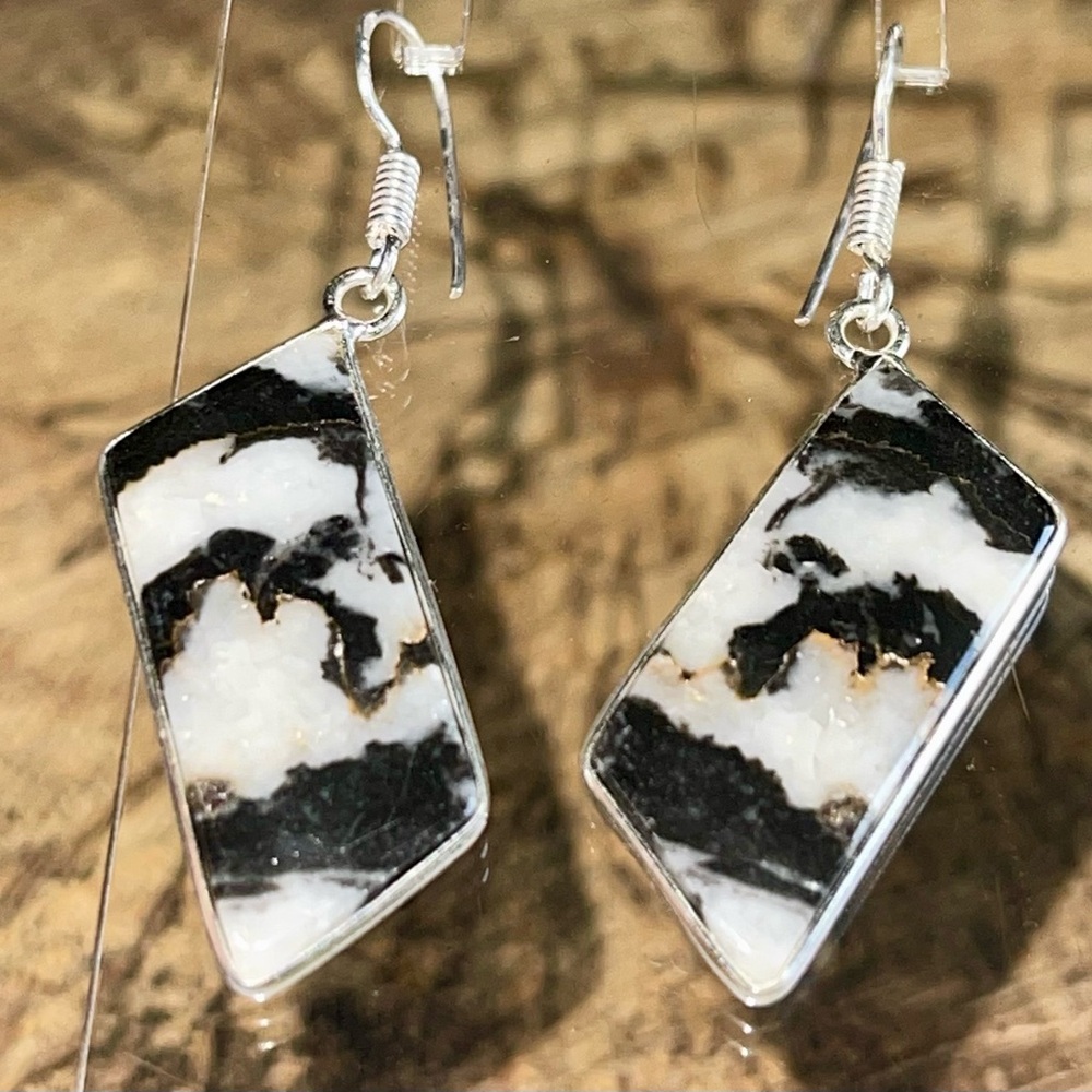 White Buffalo Turquoise Earrings 2” - Picture 7 of 13